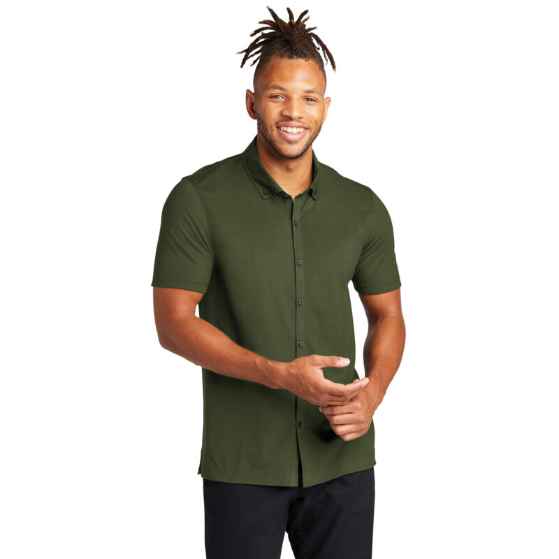 Stretch Pique Full Button Polo Thumbnail