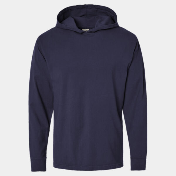 Unisex Garment-Dyed Jersey Hooded Long Sleeve T-Shirt Thumbnail