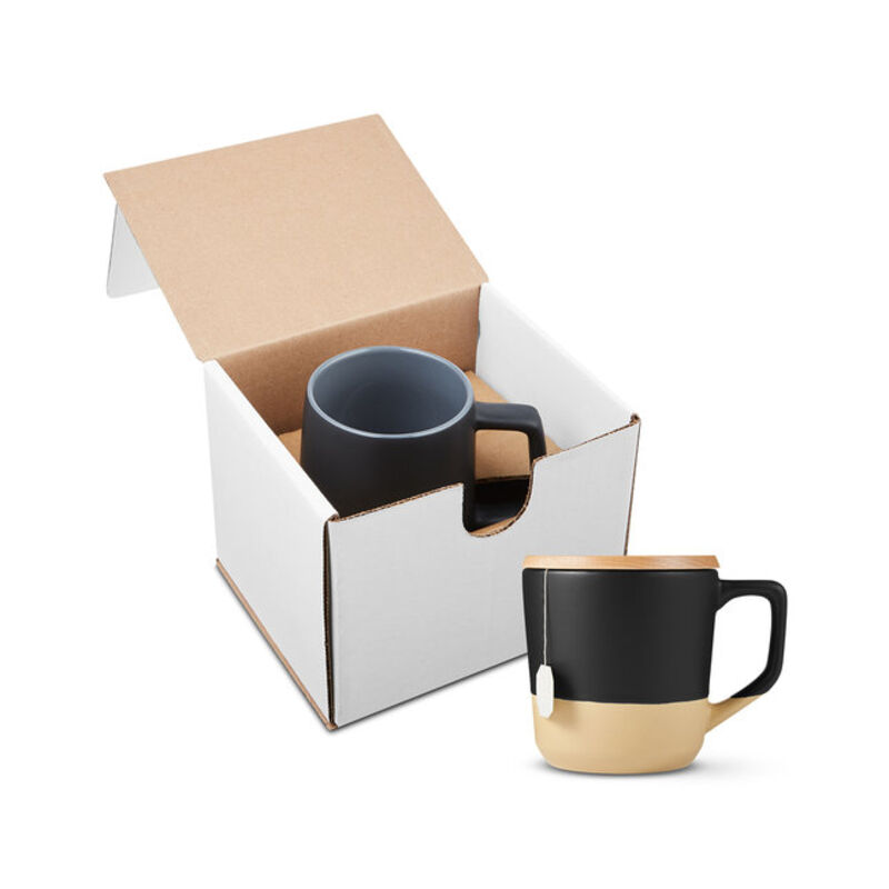 16.5oz Boston Ceramic Mug With Wood Lid In Mailer Thumbnail