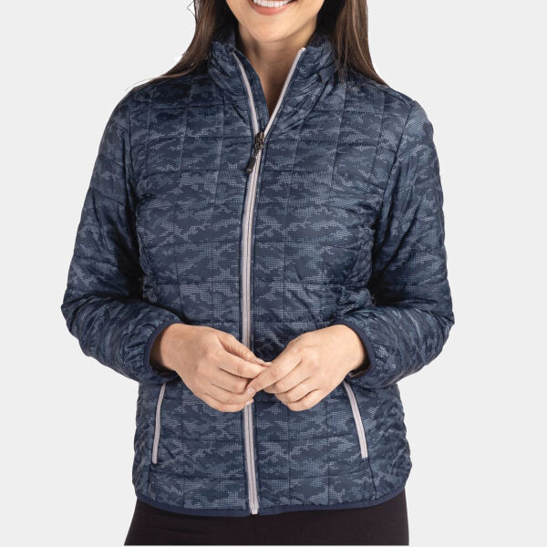 Cutter & Buck Rainier PrimaLoft Womens Eco Insulated Full Zip Printed Puffer Jacket Thumbnail