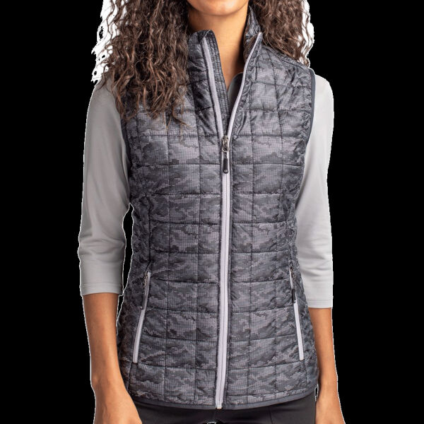 Cutter & Buck Rainier PrimaLoft Womens Eco Insulated Full Zip Printed Puffer Vest Thumbnail