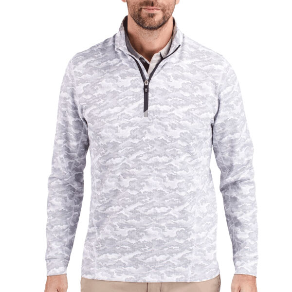 Cutter & Buck Traverse Camo Print Stretch Quarter Zip Mens Pullover Thumbnail