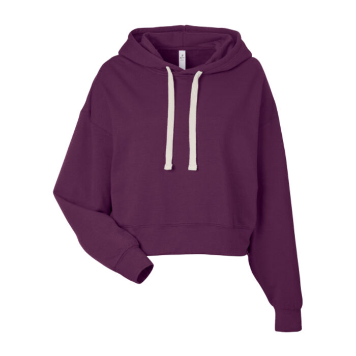 Ladies' Vintage Oversized Cropped Hooded Sweatshirt Thumbnail
