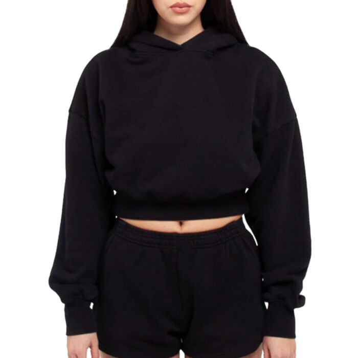 Ladies' Garment Dye Crop Hooded Sweatshirt Thumbnail