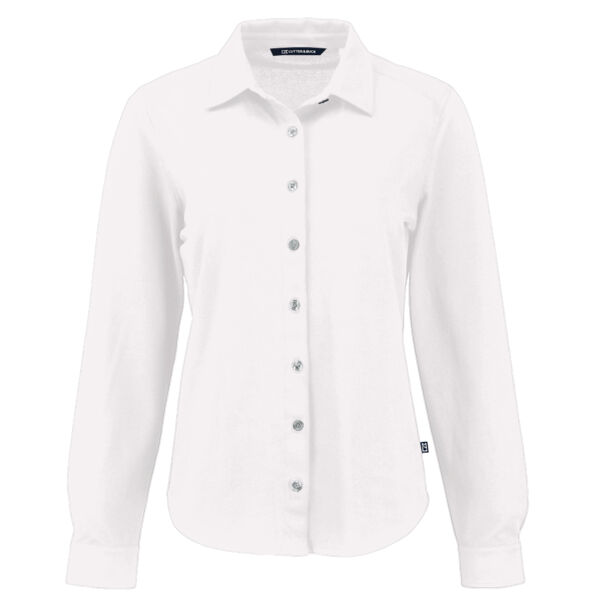 Cutter & Buck Advantage Tri-Blend Eco Soft Pique Long Sleeve Knitted Womens Button Down Thumbnail