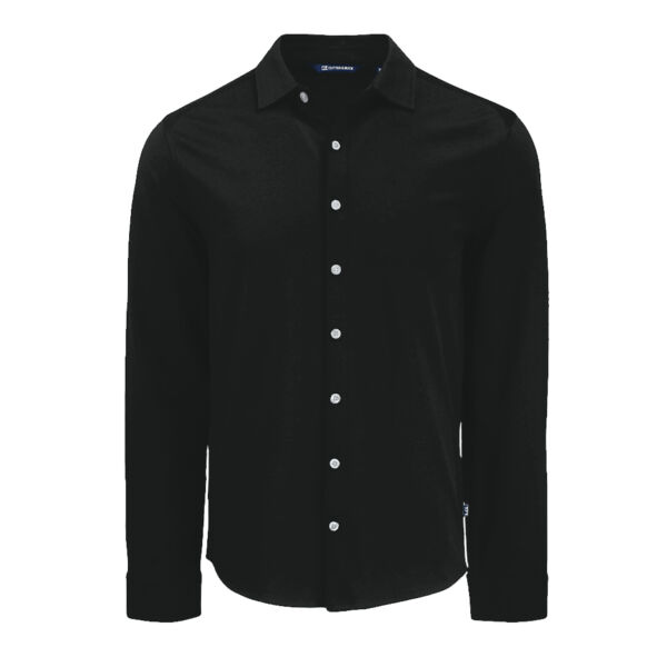 Cutter & Buck Advantage Tri-Blend Eco Soft Pique Long Sleeve Knitted Mens Button Down Thumbnail