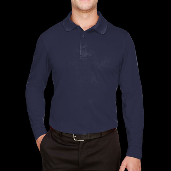 Men's Tall CrownLux Performance® Plaited Long Sleeve Polo Thumbnail