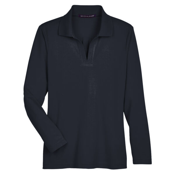 Women's CrownLux Performance® Plaited Long Sleeve Polo Thumbnail