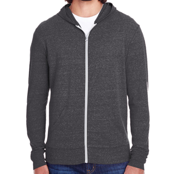 Unisex Triblend Full-Zip Lightweight Hooded Sweatshirt Thumbnail