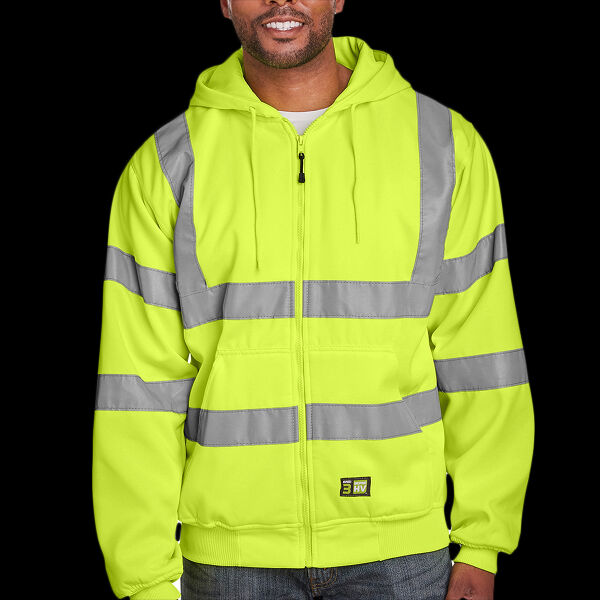 Men's Berne Hi-Vis Class 3 Lined Hooded Sweatshirt Thumbnail