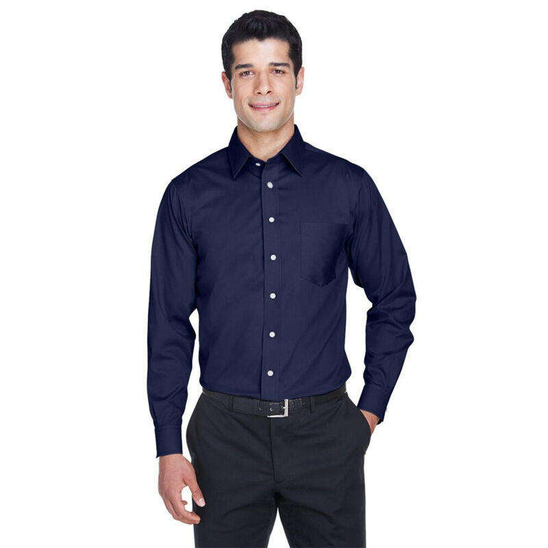 Men's Tall Crown Collection® Solid Stretch Twill Woven Dress Shirt Thumbnail