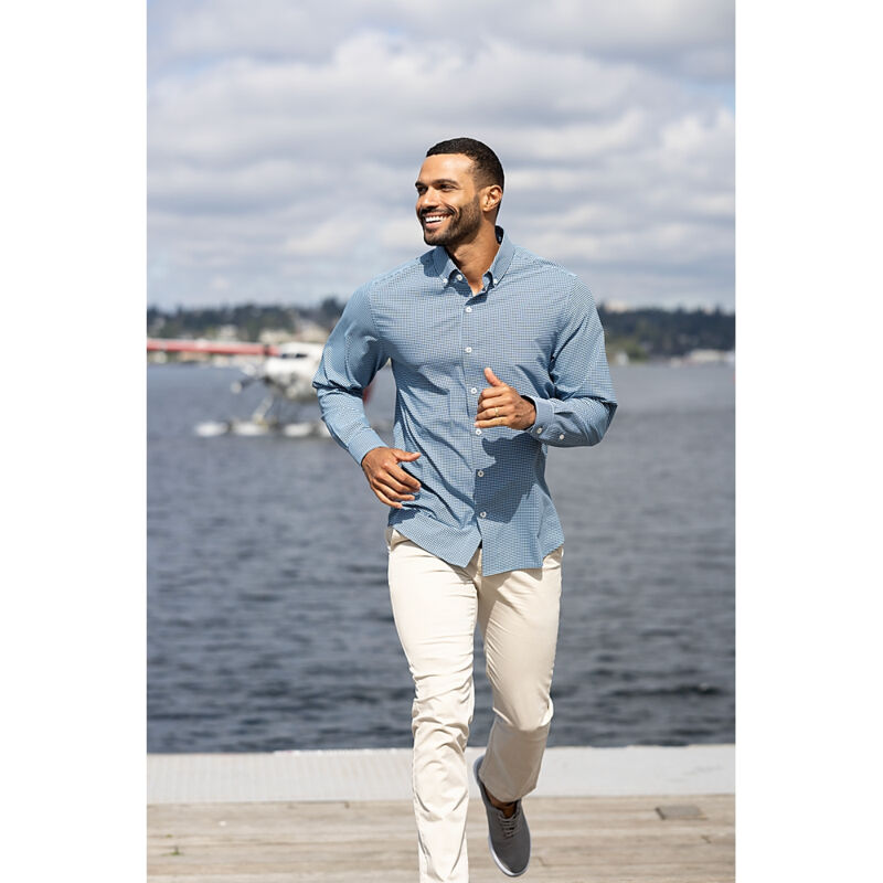 Cutter & Buck Skyline Epic Confidence Recycled Gingham Mens Big & Tall Long Sleeve Dress Shirt Thumbnail