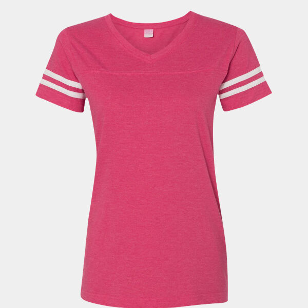 Women's Football V-Neck Fine Jersey Tee Thumbnail