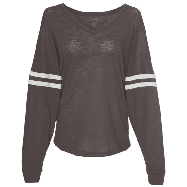Women’s Slub Jersey Varsitee V-Neck Long Sleeve T-Shirt Thumbnail