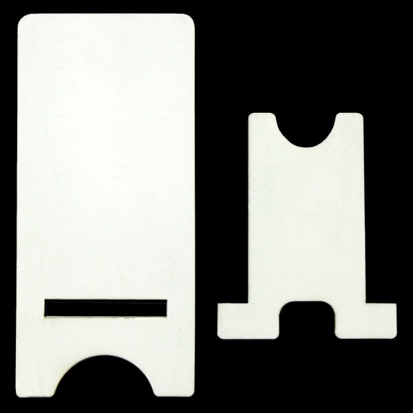 ImageStand Phone Stand for Small Smartphones, Flat top, White Gloss Hard Board with Black Back. Thumbnail