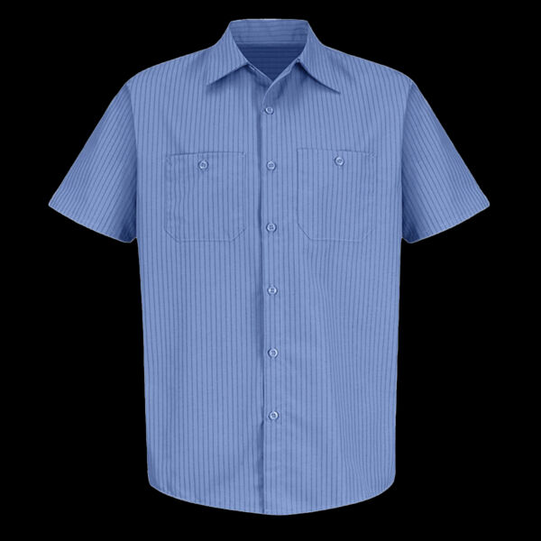 Men's Tall Industrial Stripe Short Sleeve Work Shirt Thumbnail