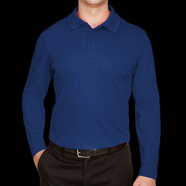 CrownLux Performance® Men's Plaited Long Sleeve Polo Thumbnail
