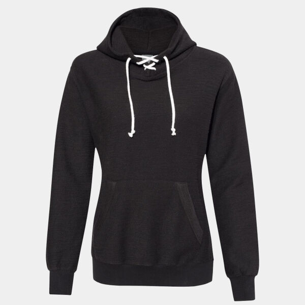 Women’s French Terry Sport Lace Scuba Hooded Sweatshirt Thumbnail