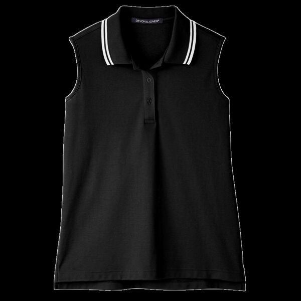CrownLux Performance® Ladies' Plaited Tipped Sleeveless Polo Thumbnail