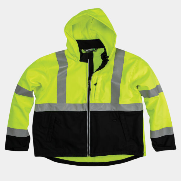 Men's Hi-Vis Class 3 Hooded Softshell Jacket Thumbnail