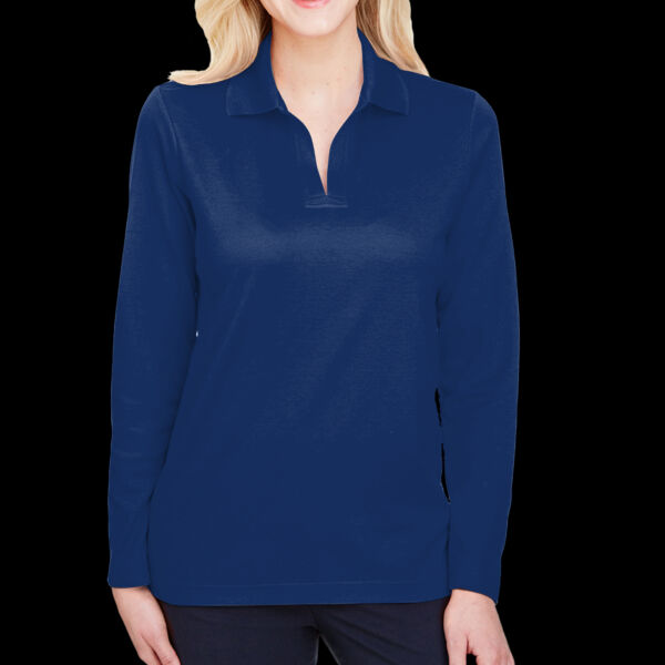 CrownLux Performance® Ladies' Plaited Long Sleeve Polo Thumbnail
