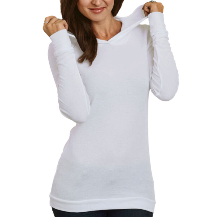 Ladies' USA Made Long-Sleeve Thermal Hoodie T-Shirt Thumbnail