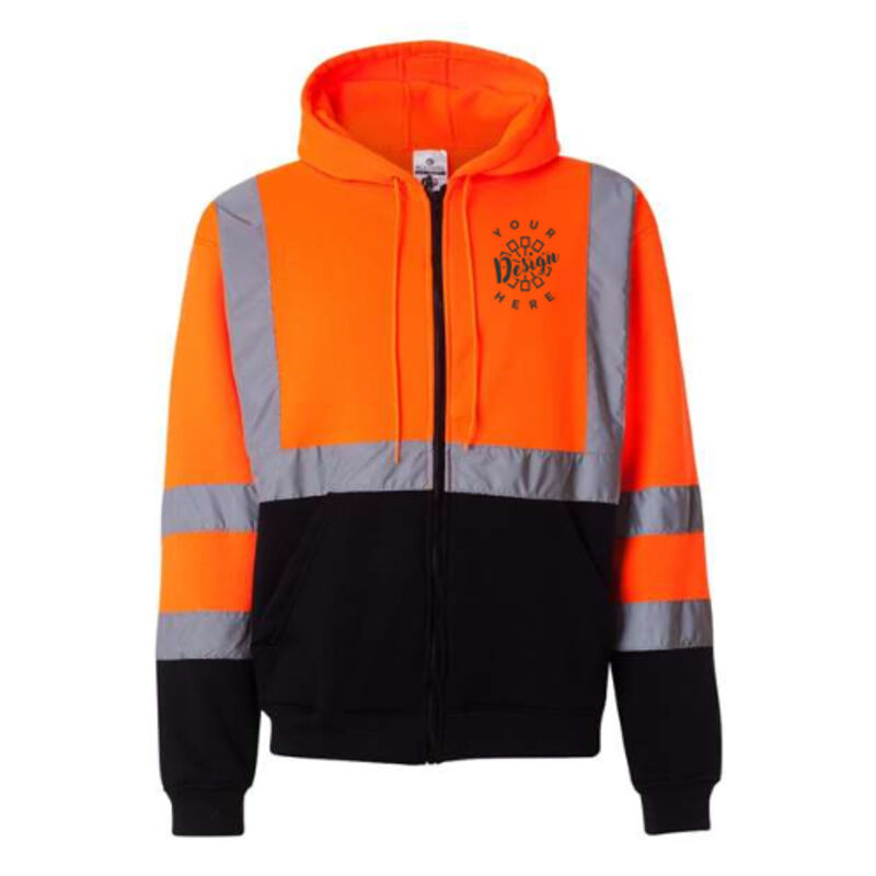 ML Kishigo Hi-Vis Hooded Full Zip Sweatshirt Thumbnail